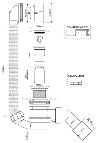 Сифон для ванны McAlpine хромированный, MRB12
