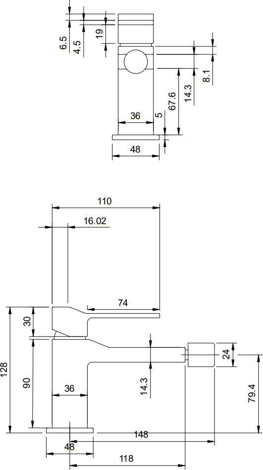 Смеситель для биде Omnires Slide, SL7720CR