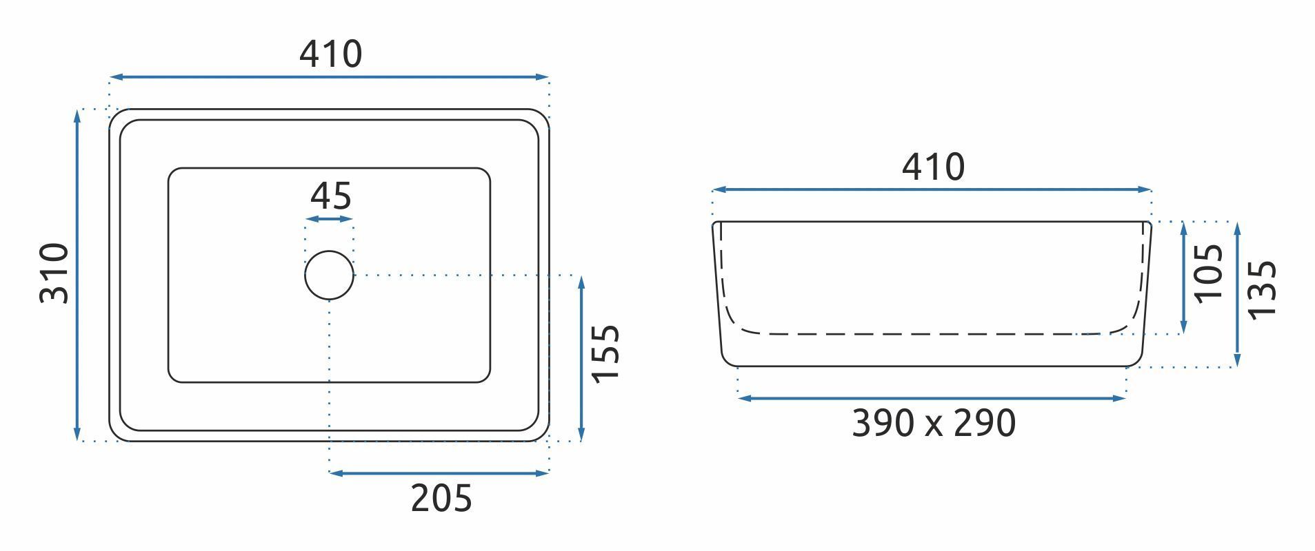 Умывальник Rea Anita Mini 41x37, REA-U0952