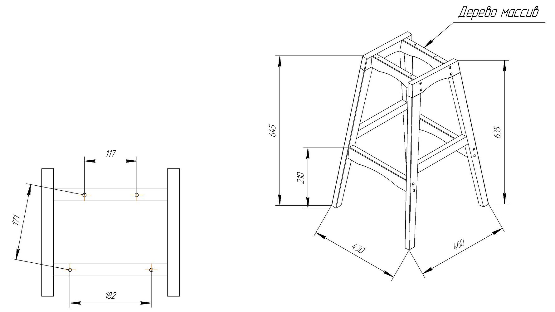 Каркас стула полубарного Sheffilton SHT-S65-1 прозрачный лак, 180684