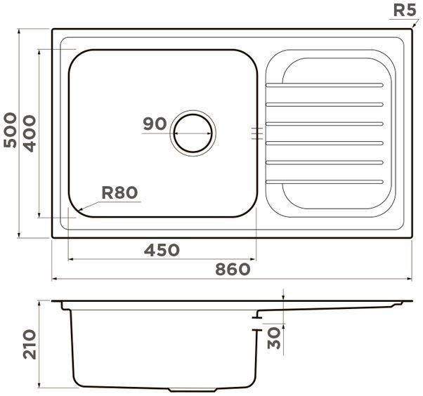 Мойка Omoikiri Haruna 86-IN, 4993451