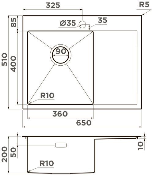 Мойка Omoikiri Akisame 65-IN-L, 4973058
