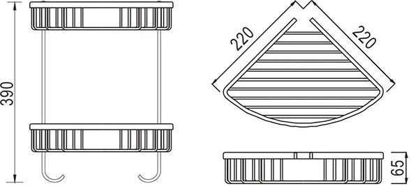 Полка 2-ярусная угловая Rose, RW12H