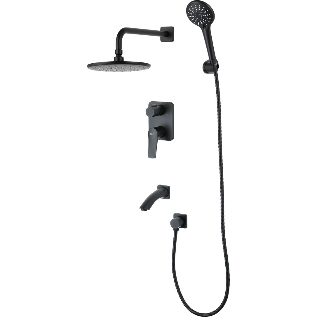 Смеситель для ванны и душа встраиваемый с дополнительной 3-функциональной лейкой Lemark Bronx, LM3722BL