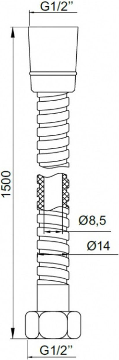 Шланг для душа, нержавеющая сталь, 1.5 м, Iddis, A50211 1.5