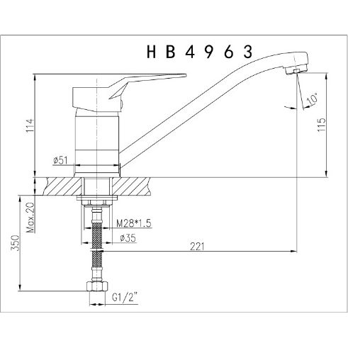 Смеситель для кухни Haiba HB4963