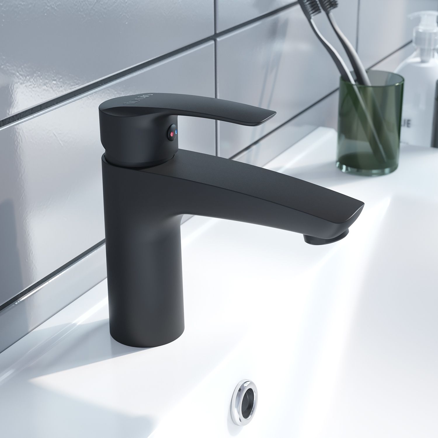 Смеситель для умывальника, черный, Iddis Ray, RAYBL00i01