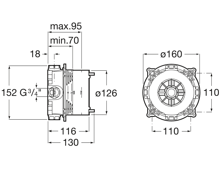 Универсальная монтажная коробка Roca Rocabox, 7525869403