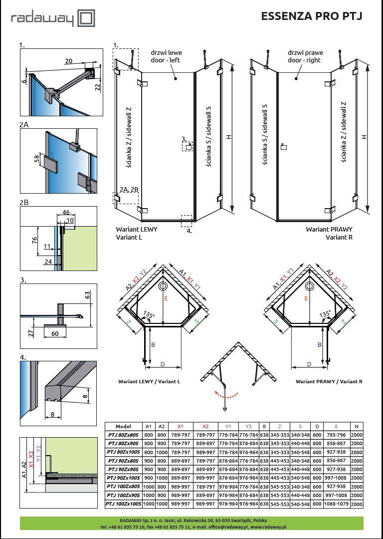 Душевая кабина Radaway Essenza Pro PTJ