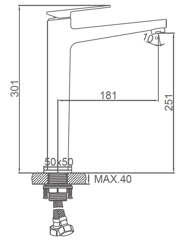Смеситель для умывальника высокий графит Ledeme L1178U