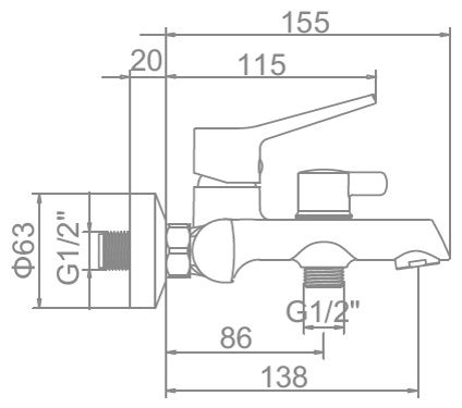 Смеситель для ванны Ledeme L3269