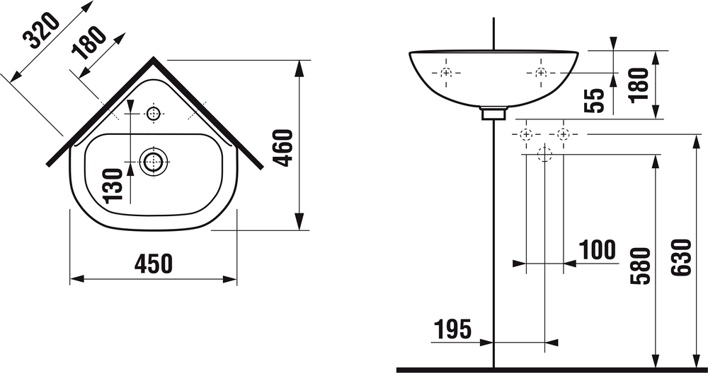 Мини-раковина угловая Jika Deep 46x45, 8.1661.2.000.104.1
