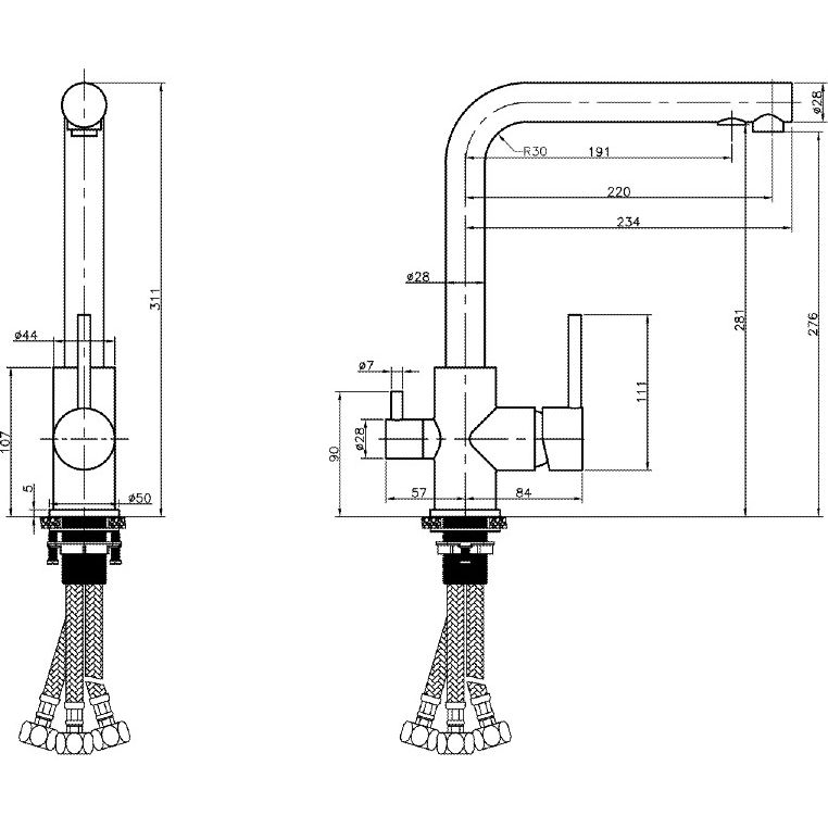 Смеситель для мойки Vivi Felice 1718-2 Nickel