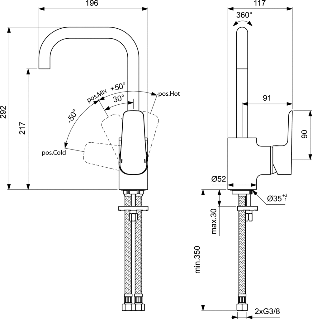 Смеситель для раковины высокий Ideal Standard Ceraplan III, B0708AA