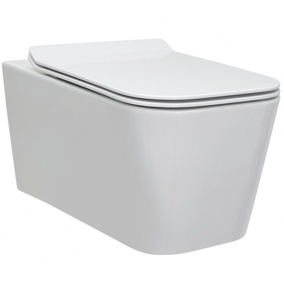 Комплект Berges Novum, кнопка F3 хром глянец, унитаз Floe Rimless, сиденье Floe Slim, 043223