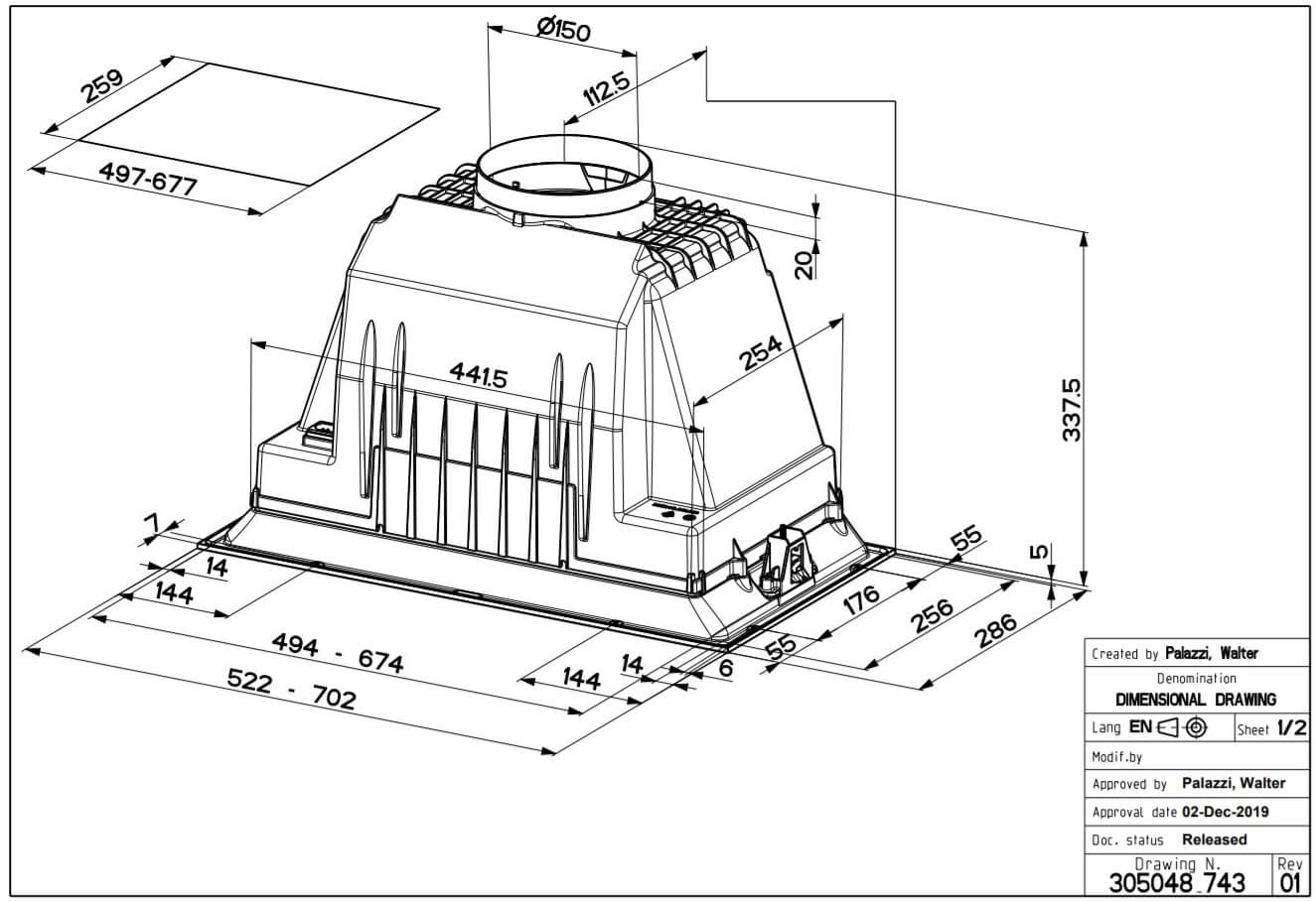 Кухонная вытяжка Faber INKA PLUS HC X A52, 305.0602.047