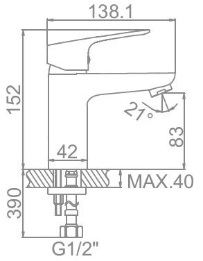 Смеситель для умывальника Ledeme L1049