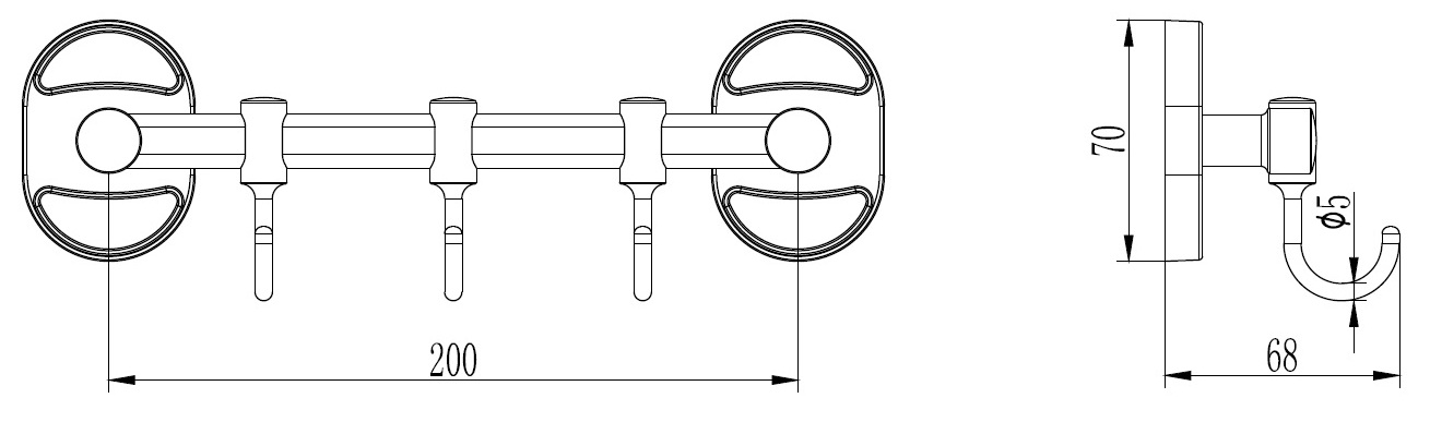 Планка с 3 подвижными крючками Ledeme L1915-3