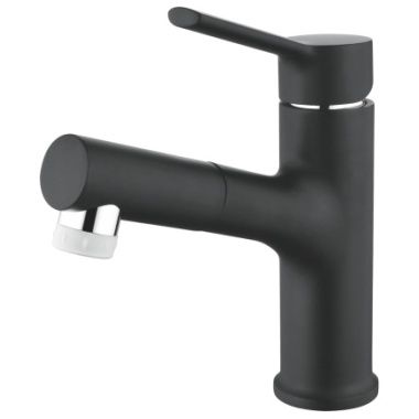 Смеситель для умывальника с выдвижной лейкой черный Ledeme L1055B-25