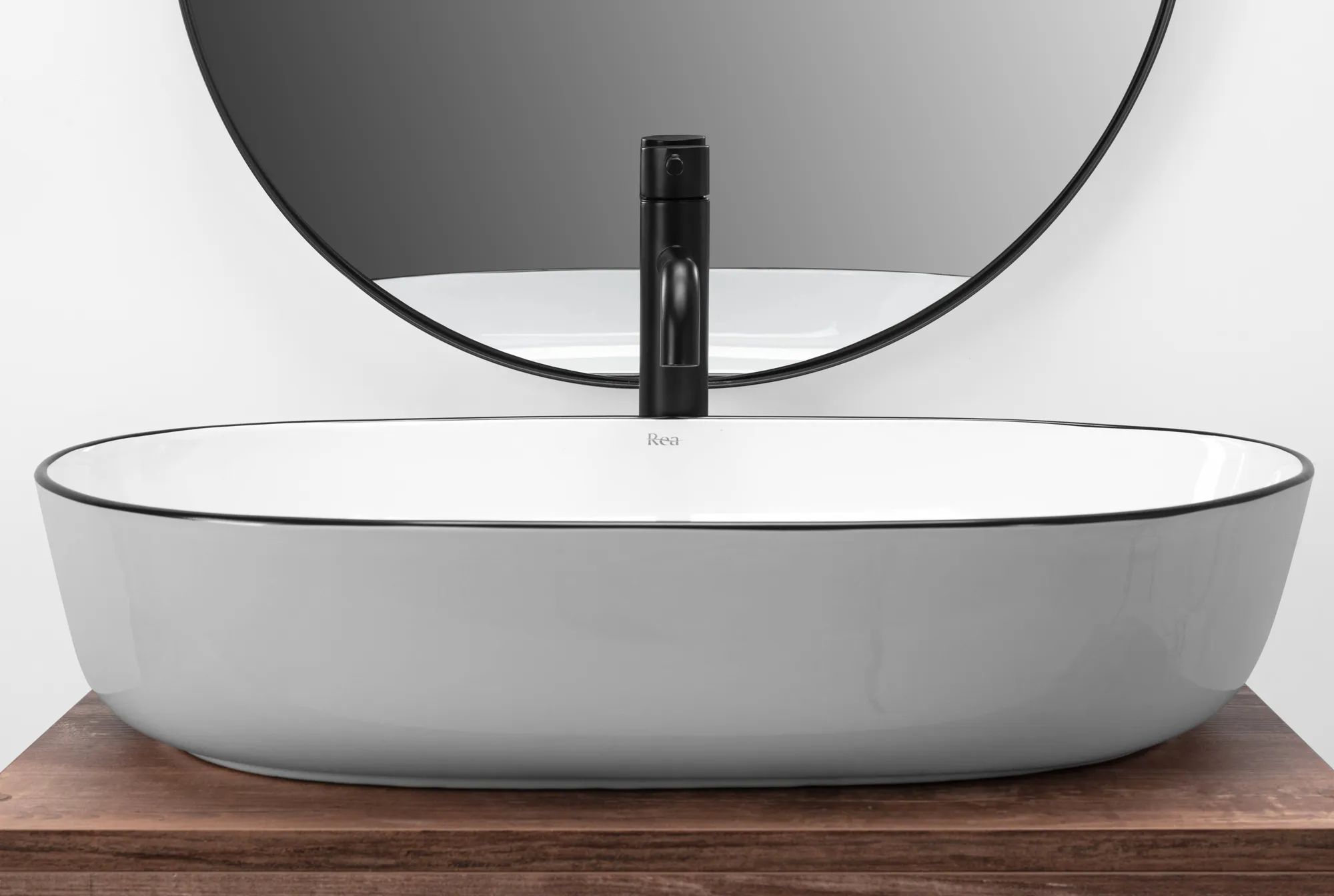 Умывальник Rea Cleo White/Black Edge 60.5x41, REA-U6210