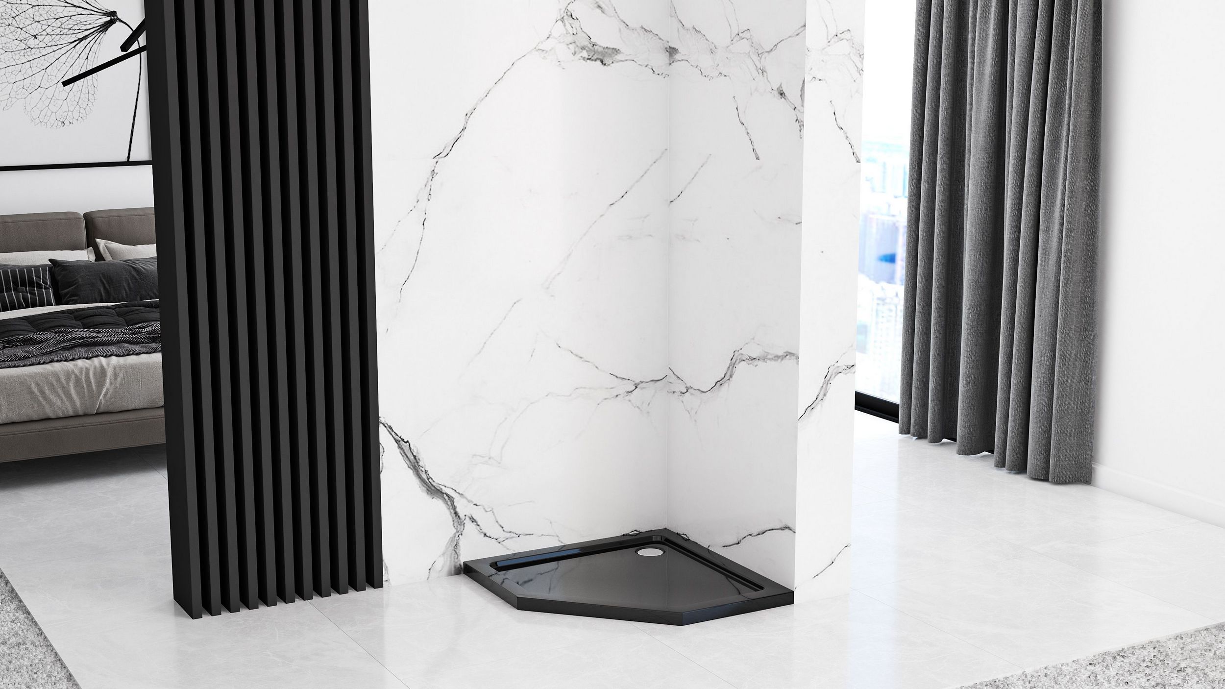 Поддон Rea Diamond Black 90x90, REA-K8543