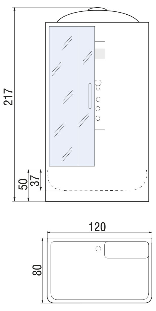 Душевая кабина River VITIM 120/80/50 TH