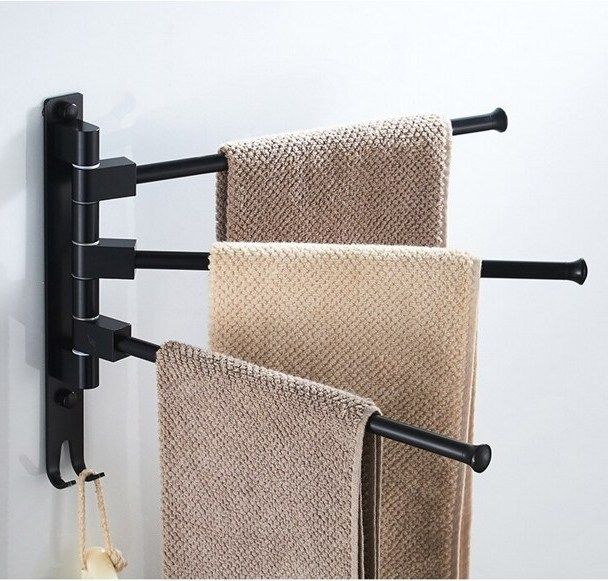 Полотенцедержатель поворотный с 3 крючками (черный) Ledeme L5513