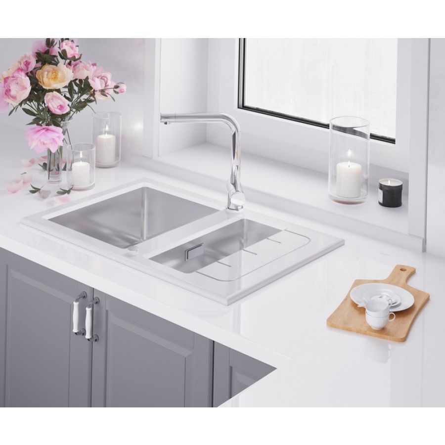Мойка со стеклом ZorG GS 7850-2 white