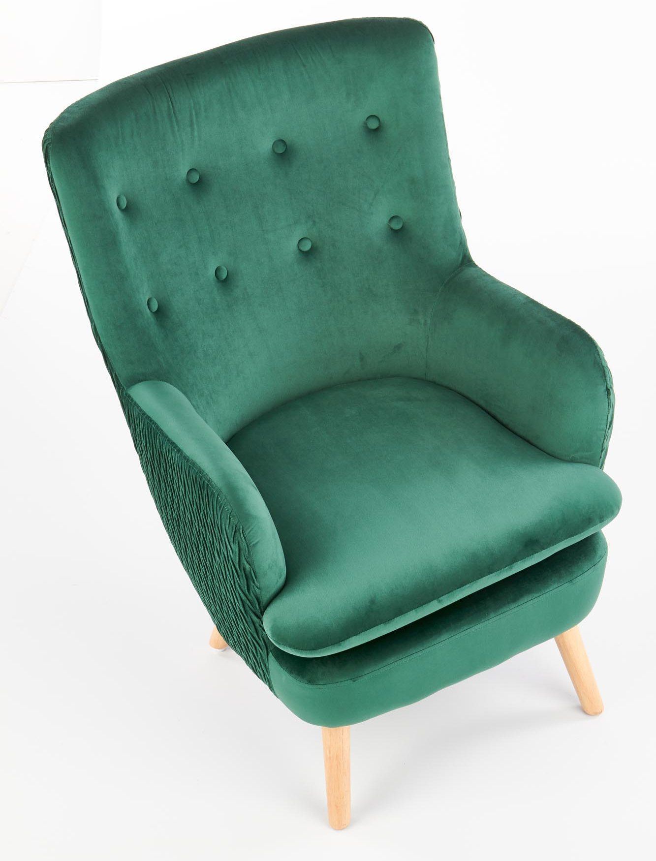 Кресло Halmar Ravel темно-зеленый/натуральный, V-CH-RAVEL-FOT-C.ZIELONY