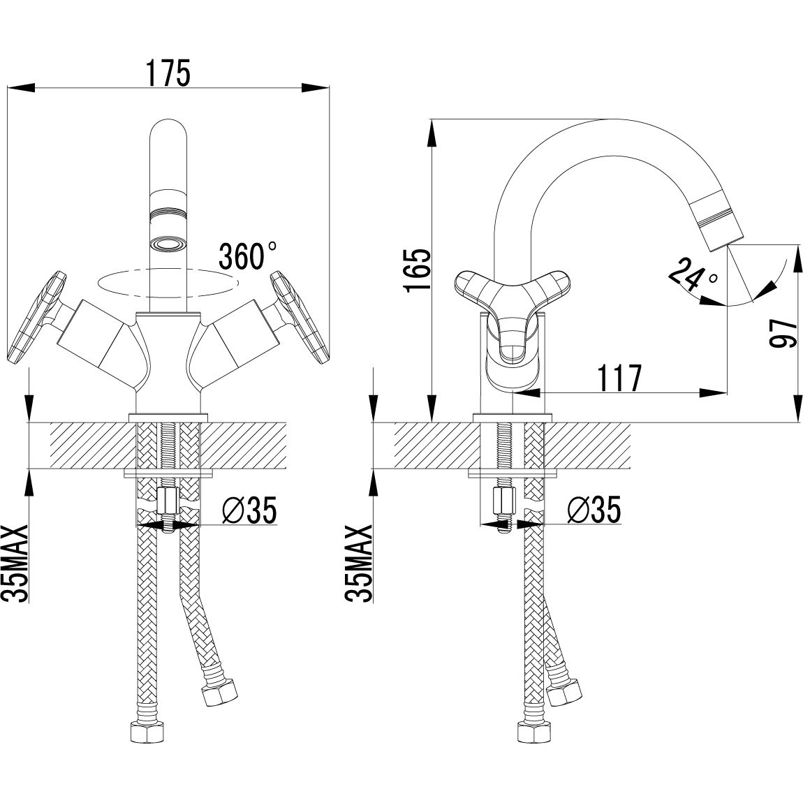 Смеситель для умывальника с поворотным изливом Lemark Plus Spirit, LM1907C