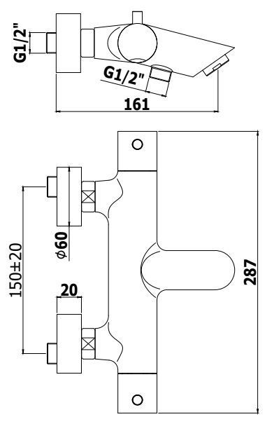 Смеситель для ванны с ручным душем Paffoni Light нержавеющая сталь, LIQ023ST