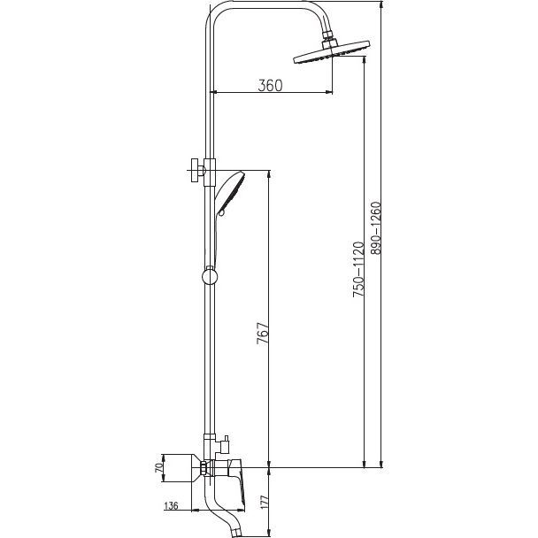Душевая система с верхним душем, смесителем и ручной лейкой Haiba HB2414