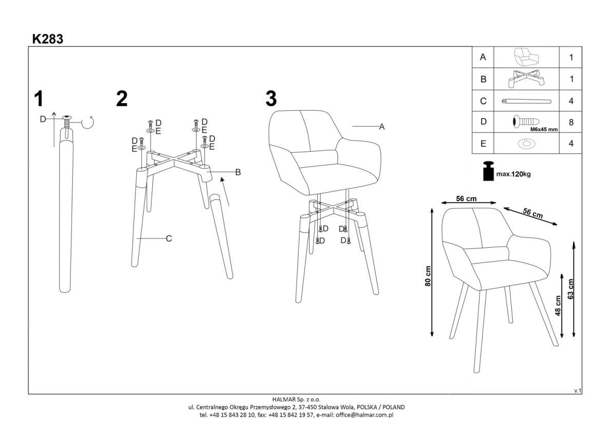 Стул кухонный Halmar K283 бежевый, V-CH-K/283-KR-BEZOWY
