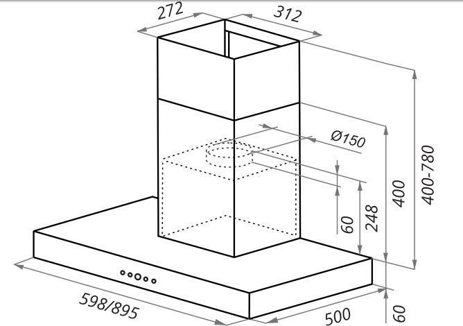 Кухонная вытяжка Maunfeld Norfolk 60 нержавеющая сталь/черное стекло