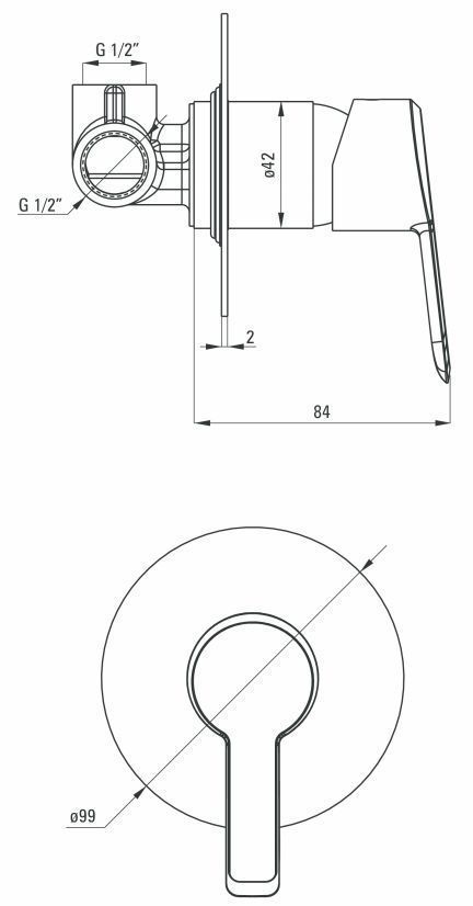 Смеситель скрытого монтажа 1 функция Deante Arnika, BQA_044L