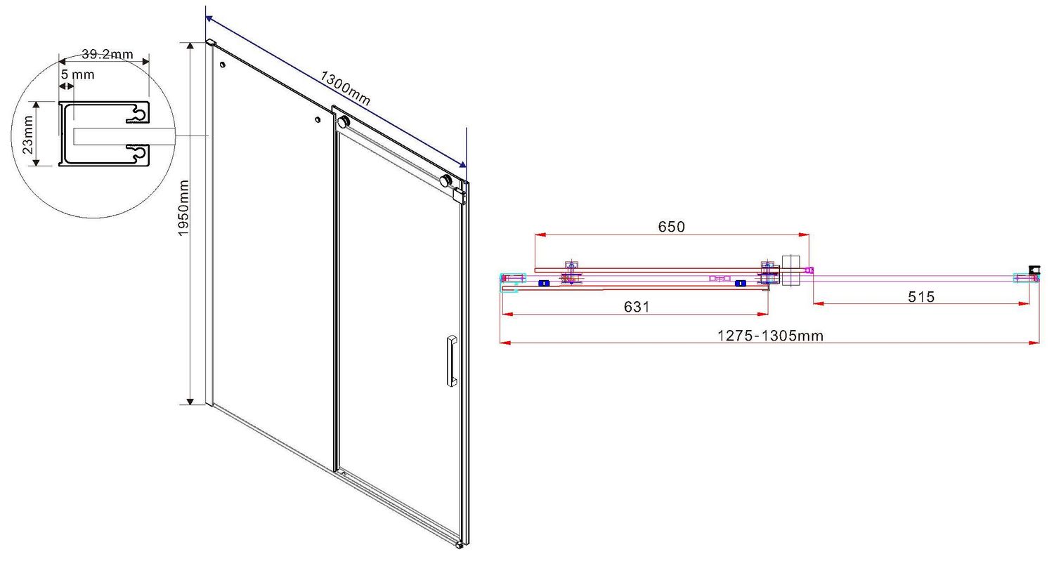 Душевая дверь Vincea Como 130, VPS-1C130CLB