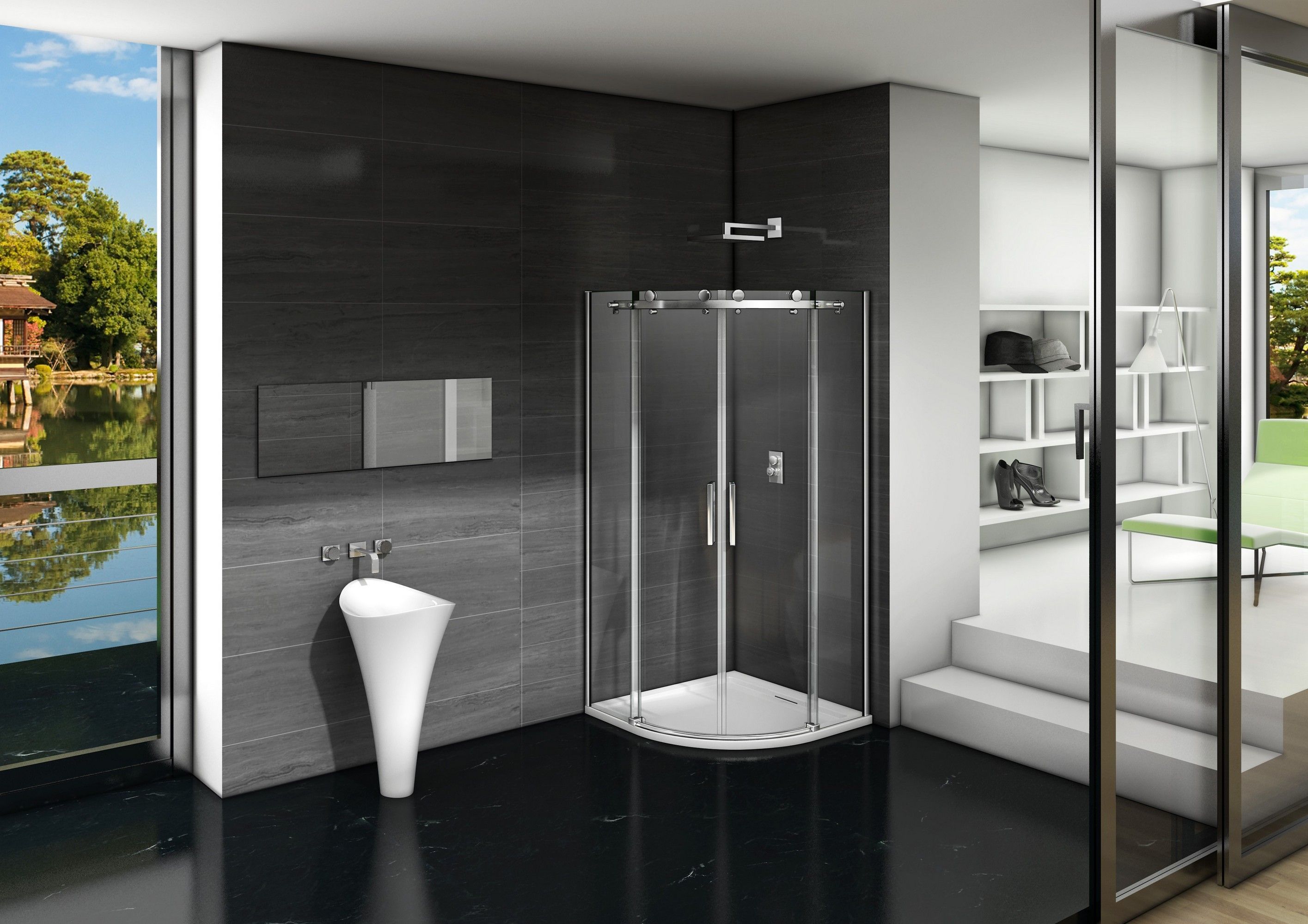 Душевой уголок Good Door Galaxy Black R-TD-90-C-B