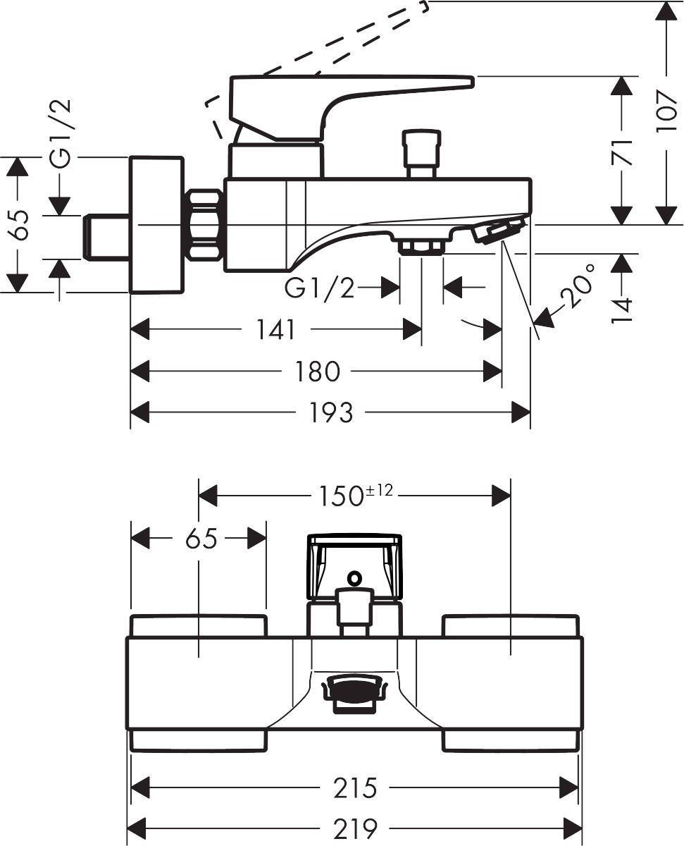 Смеситель для ванны Hansgrohe Metropol, 74540000