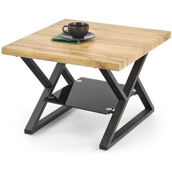 Стол журнальный Halmar Xena Kwadrat натуральный дуб/черный, V-CH-XENA_KWADRAT-LAW