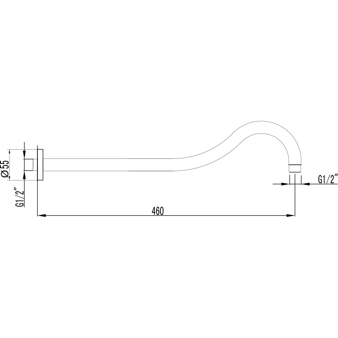 Держатель для лейки верхнего душа настенный 460 мм Lemark, LM4887B
