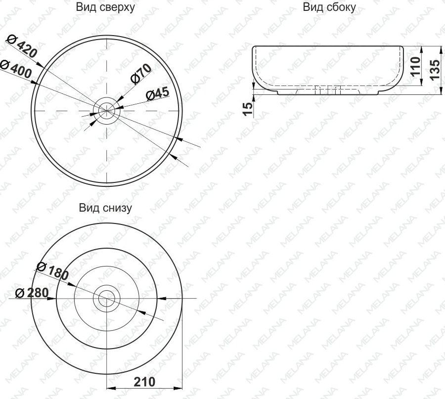 Раковина Melana 42x42, MLN-78115