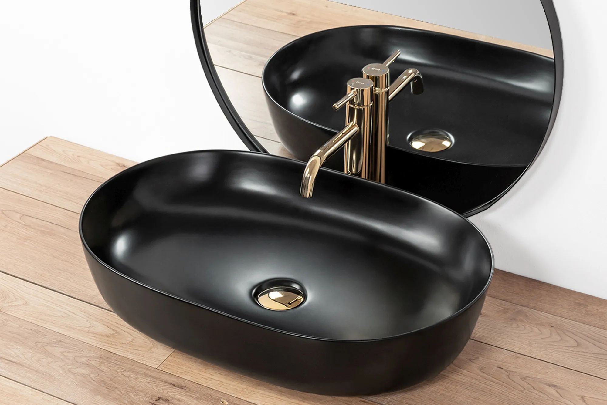 Умывальник Rea Cleo Black Matt 60.5x41, REA-U0035