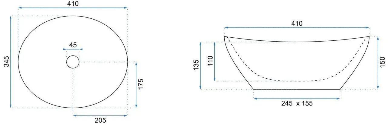 Умывальник Rea Sofia Black Calala Matt 41x34.5, REA-U6203