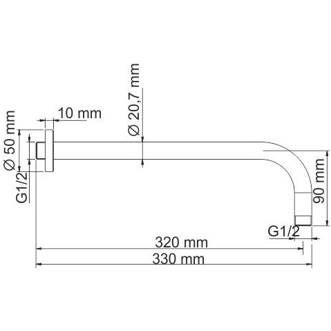 Настенный верхний излив для душа WasserKRAFT, A097