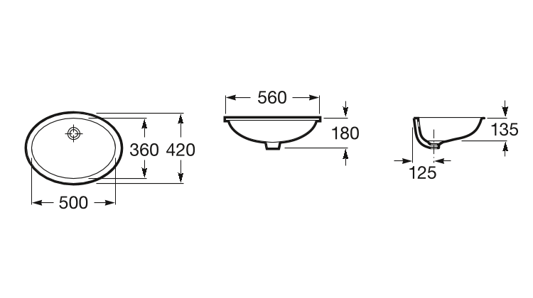 Умывальник встраиваемый снизу Roca Berna 56x42, A327871001