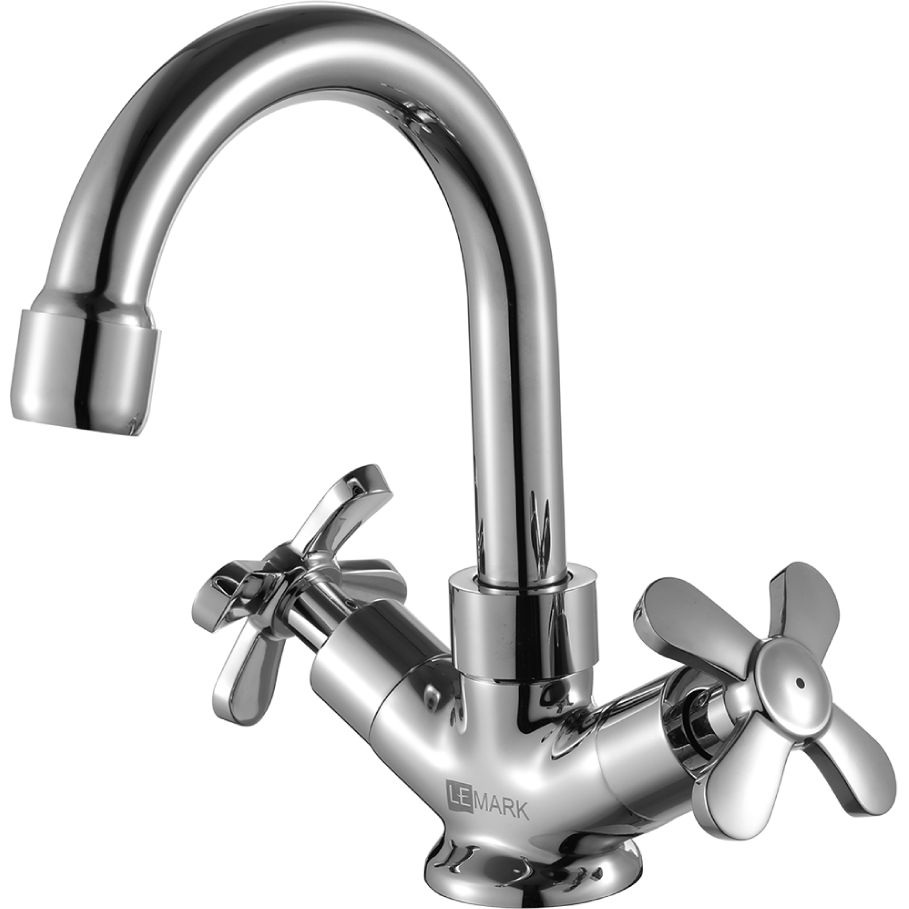 Смеситель для умывальника двуручный с поворотным изливом Lemark Partner, LM6547C