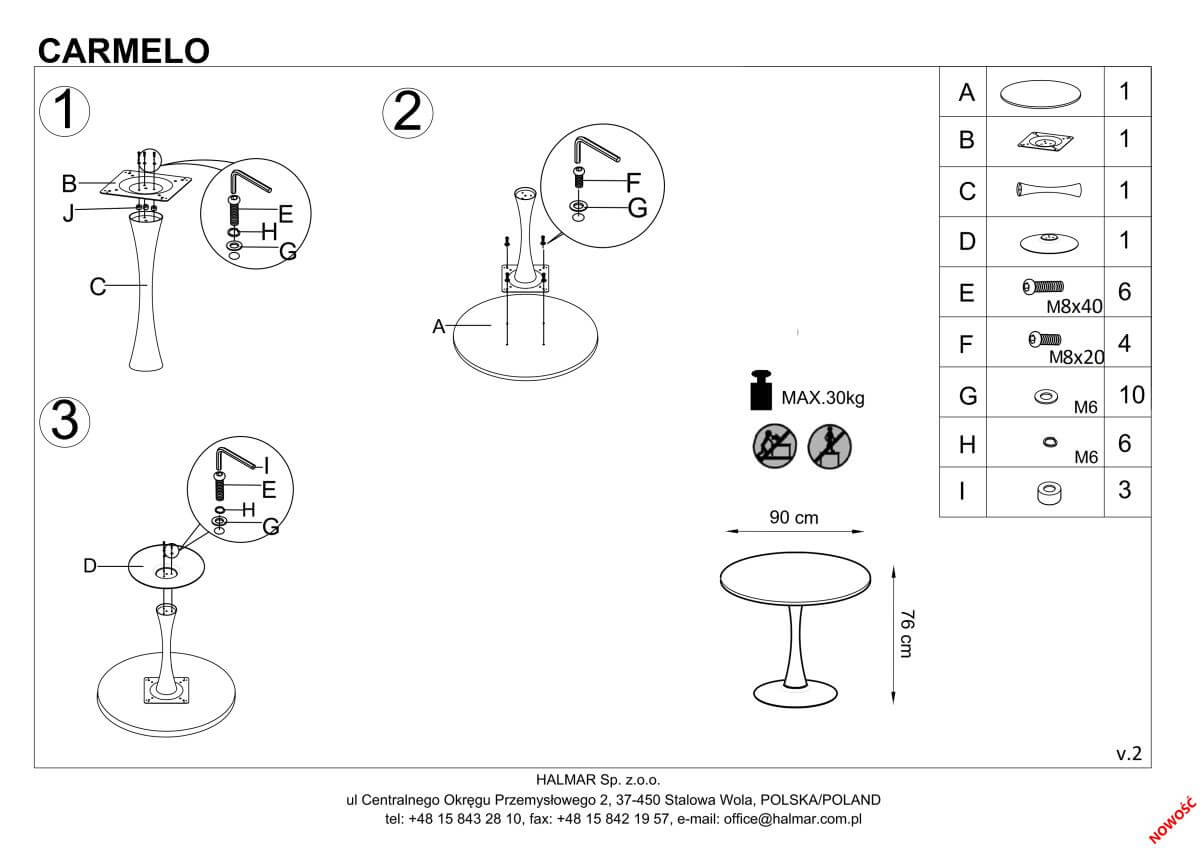 Стол обеденный Halmar Carmelo орех/черный, V-CH-CARMELO-ST