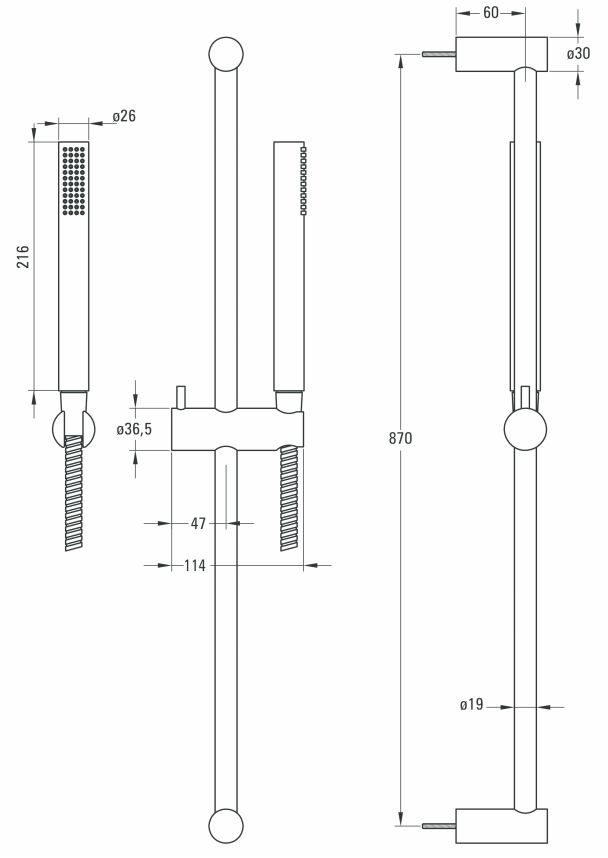 Душевой гарнитур Deante Karbo, NCC_B51K