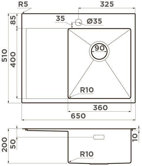 Мойка Omoikiri Akisame 65-LG-R, 4973084