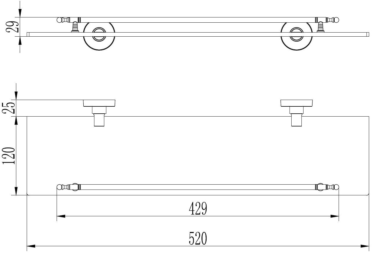 Полка с ограничителем одинарная стекло Ledeme L1707